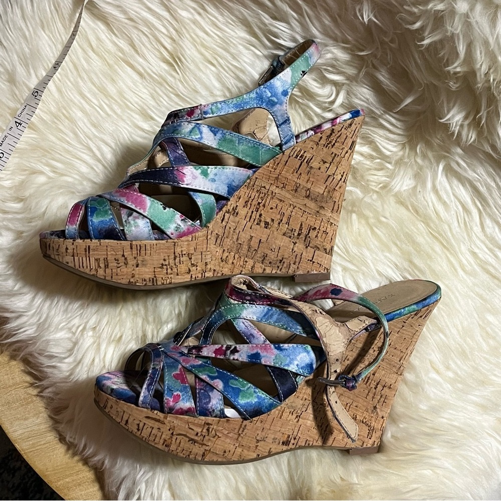 Colorful Cork Wedge Sandals